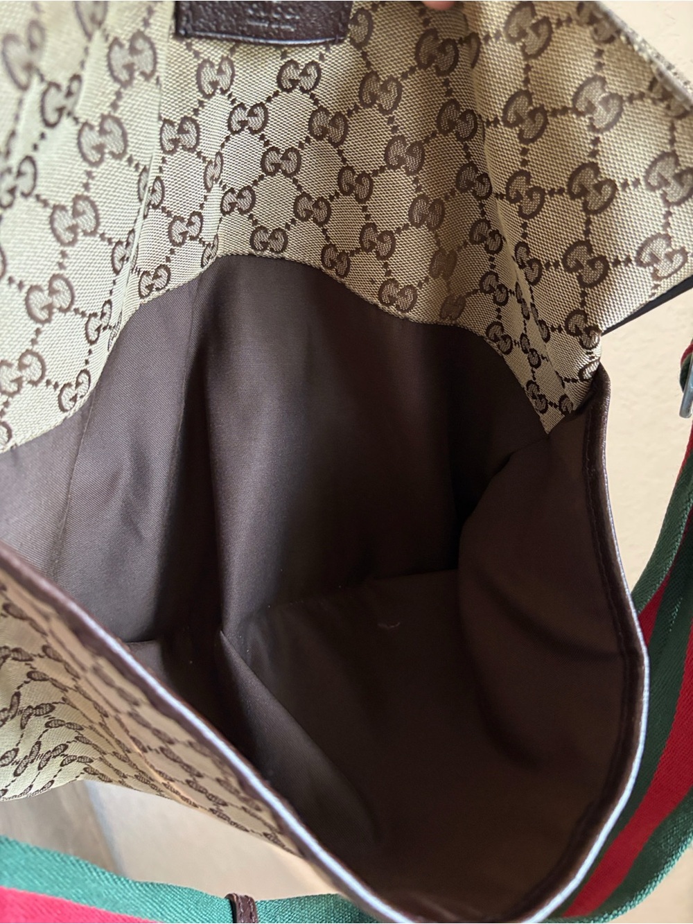 Gucci Beige Brown GG Canvas Shoulder Bag with Sherry Line - Picture 8 of 16